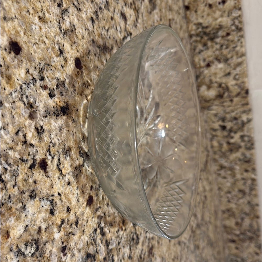 Clear Glass Floral Etched Bowl - Picture 3 of 3